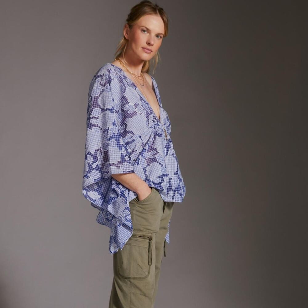 Anthropologie Tie Front Caftan Beach Cover Up